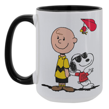 Snoopy & Joe, Κούπα Mega 15oz, κεραμική Μαύρη, 450ml
