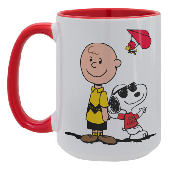 Snoopy & Joe, Κούπα Mega 15oz, κεραμική Κόκκινη, 450ml