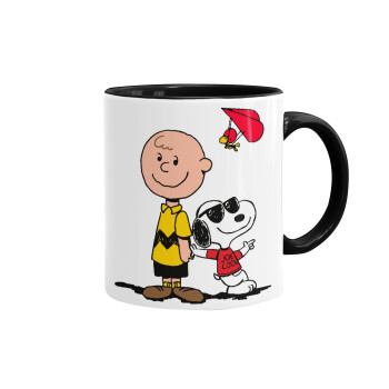 Snoopy & Joe, Κούπα χρωματιστή μαύρη, κεραμική, 330ml