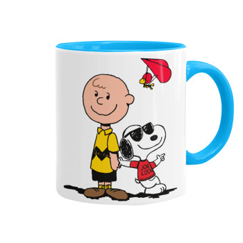 Snoopy & Joe, Κούπα χρωματιστή γαλάζια, κεραμική, 330ml