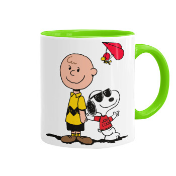 Snoopy & Joe, Mug colored light green, ceramic, 330ml
