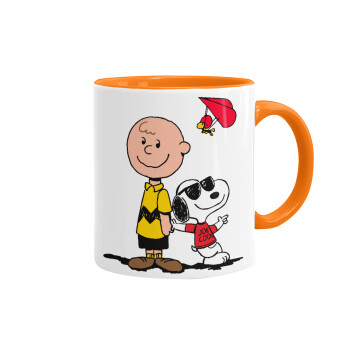 Snoopy & Joe, Κούπα χρωματιστή πορτοκαλί, κεραμική, 330ml