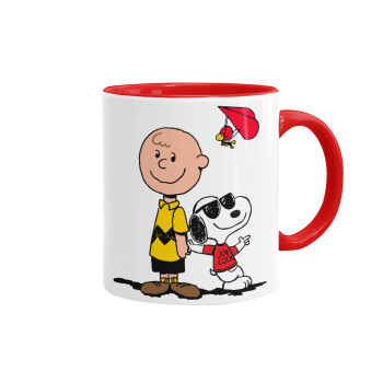 Snoopy & Joe, Κούπα χρωματιστή κόκκινη, κεραμική, 330ml