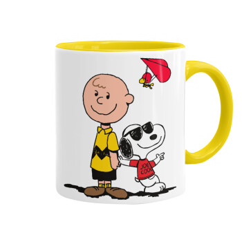 Snoopy & Joe, Κούπα χρωματιστή κίτρινη, κεραμική, 330ml