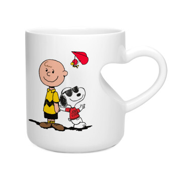 Snoopy & Joe, Κούπα καρδιά λευκή, κεραμική, 330ml