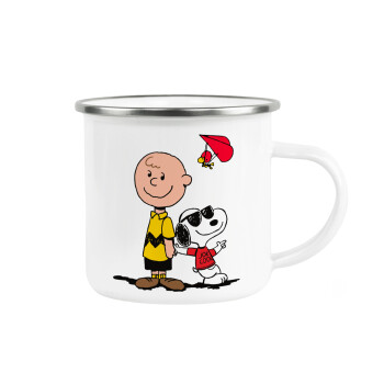 Snoopy & Joe, Metallic enamel cup white 360ml