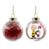 Transparent Christmas tree ball ornament with red filling 8cm