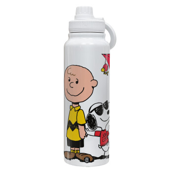 Snoopy & Joe, 1L Stainless Steel Thermal Bottle with Phone Holder & Double Wall Insulation