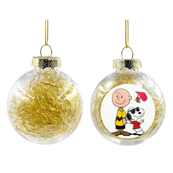Snoopy & Joe, Χριστουγεννιάτικη μπάλα δένδρου διάφανη με χρυσό γέμισμα 8cm