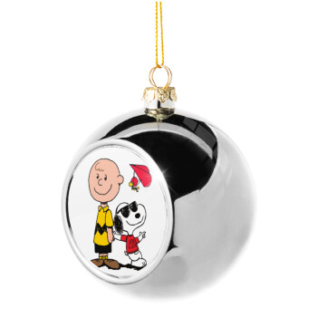 Snoopy & Joe, Χριστουγεννιάτικη μπάλα δένδρου Ασημένια 8cm