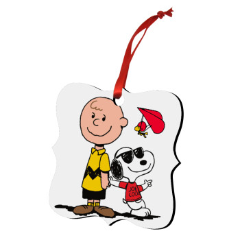 Snoopy & Joe, Χριστουγεννιάτικο στολίδι polygon ξύλινο 7.5cm