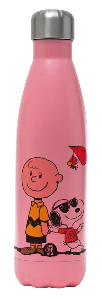Snoopy & Joe — Μεταλλικό παγούρι θερμός Ροζ Ματ (Stainless steel), διπλού τοιχώματος, 500ml