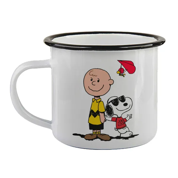Snoopy & Joe — Enamel mug with black rim, 360ml
