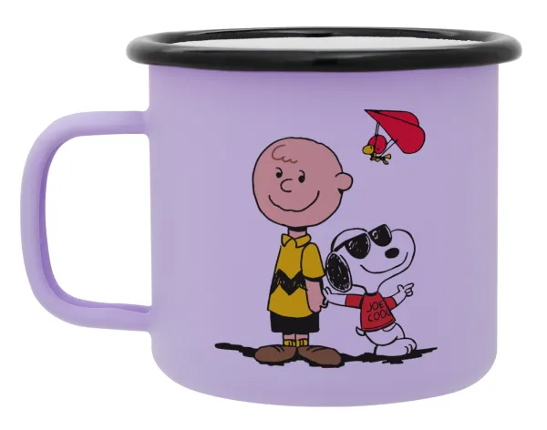Snoopy & Joe — Metal enamel mug, matte light pastel purple, 360ml
