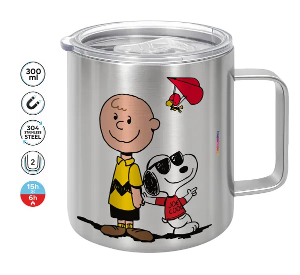 Snoopy & Joe — Double-walled stainless steel mug 300ml with temperature-retaining lid