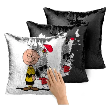 Snoopy & Joe, Μαξιλάρι καναπέ Μαγικό Μαύρο με πούλιες 40x40cm περιέχεται το γέμισμα