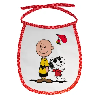 Snoopy & Joe, Σαλιάρα μωρού αλέκιαστη με κορδόνι Κόκκινη