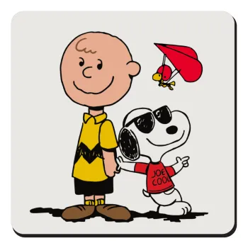 Snoopy & Joe, Τετράγωνο μαγνητάκι ξύλινο 9x9cm