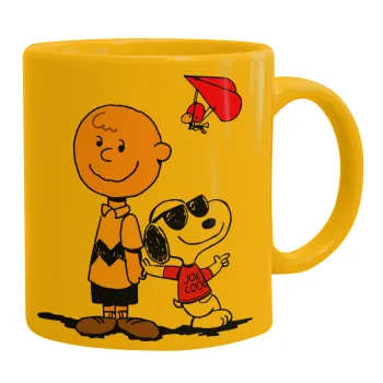 Snoopy & Joe, Κούπα, κεραμική κίτρινη, 330ml