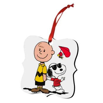 Snoopy & Joe, Christmas ornament polygon wooden 7.5cm