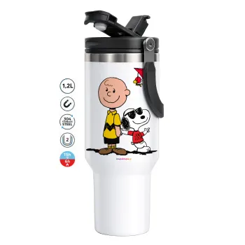 Snoopy & Joe, Mega Tumbler με καπάκι, διπλού τοιχώματος (θερμό) 1,2L