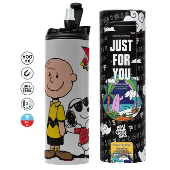 Snoopy & Joe, Tumbler ποτήρι θερμό ΓΚΡΙ από ανοξείδωτο ατσάλι 600ml