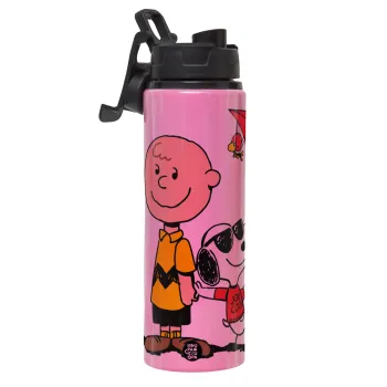 Snoopy & Joe, Μεταλλικό παγούρι νερού με καπάκι ασφαλείας, αλουμινίου 850ml