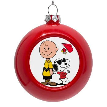 Snoopy & Joe, Στολίδι Χριστουγεννιάτικη μπάλα δένδρου Κόκκινη 8cm