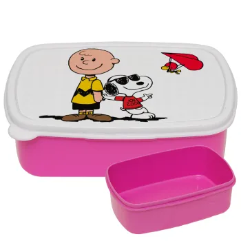 Snoopy & Joe, ΡΟΖ παιδικό δοχείο φαγητού (lunchbox) πλαστικό (BPA-FREE) Lunch Βox M18 x Π13 x Υ6cm