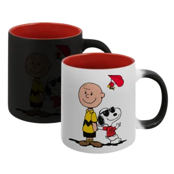 Snoopy & Joe, Κούπα Μαγική εσωτερικό κόκκινο, κεραμική, 330ml που αλλάζει χρώμα με το ζεστό ρόφημα