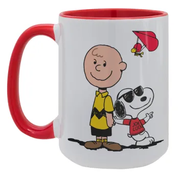 Snoopy & Joe, Κούπα Mega 15oz, κεραμική Κόκκινη, 450ml