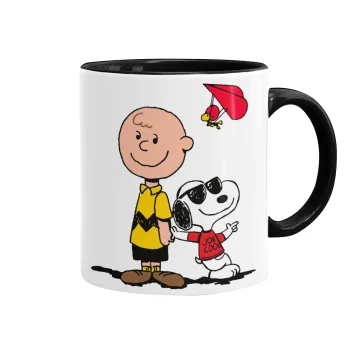 Snoopy & Joe, Κούπα χρωματιστή μαύρη, κεραμική, 330ml