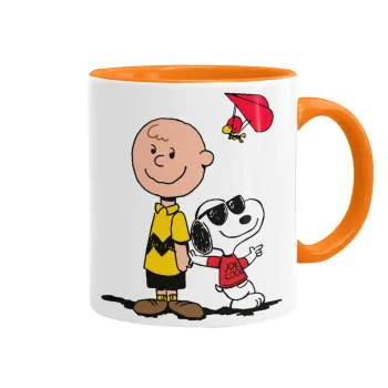 Snoopy & Joe, Κούπα χρωματιστή πορτοκαλί, κεραμική, 330ml