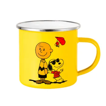 Snoopy & Joe, Yellow Enamel Metallic Cup 360ml