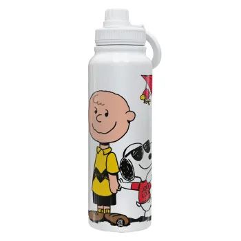 Snoopy & Joe, Θερμός 1L Ανοξείδωτο με Βάση Κινητού & Διπλά Τοιχώματα