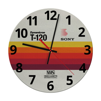 VHS sony dynamicron T-120, Ρολόι τοίχου γυάλινο (30cm)
