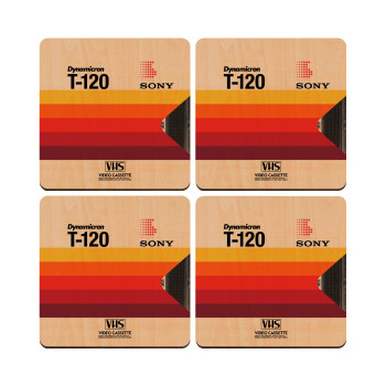 VHS sony dynamicron T-120, ΣΕΤ x4 Σουβέρ ξύλινα τετράγωνα plywood (9cm)
