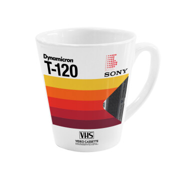 VHS sony dynamicron T-120, Κούπα κωνική Latte Λευκή, κεραμική, 300ml