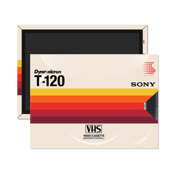 VHS sony dynamicron T-120, Ορθογώνιο μαγνητάκι ψυγείου διάστασης 9x6cm