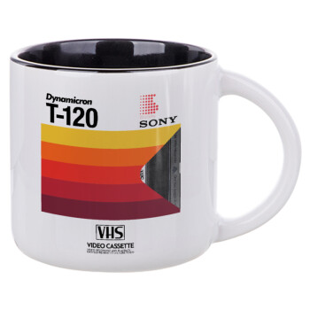 VHS sony dynamicron T-120, Κούπα κεραμική 400ml Λευκή/Μαύρη