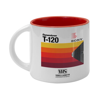 VHS sony dynamicron T-120, Κούπα κεραμική 400ml Λευκή/Κόκκινη