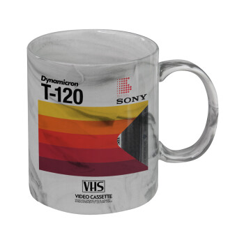 VHS sony dynamicron T-120, Mug ceramic marble style, 330ml