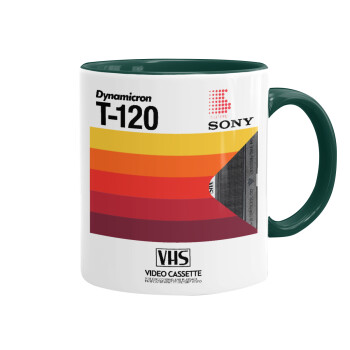 VHS sony dynamicron T-120, Mug colored green, ceramic, 330ml