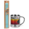 Easter Set, metallic thermal cup (300ml) & aromatic flat Easter candle (30cm) (TURQUOISE)