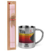 Easter Set, metallic thermal cup (300ml) & aromatic flat Easter candle (30cm) (PINK)