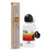 Easter Set, metallic aluminum water bottle (500ml) & aromatic flat Easter candle (30cm) (GRAY)