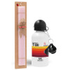 Easter Set, metallic aluminum bottle (500ml) & aromatic flat Easter candle (30cm) (PINK)
