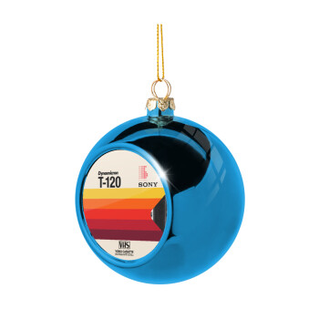 VHS sony dynamicron T-120, Blue Christmas tree ball ornament 8cm
