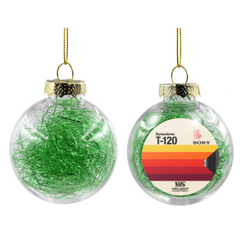 VHS sony dynamicron T-120, Χριστουγεννιάτικη μπάλα δένδρου διάφανη με πράσινο γέμισμα 8cm