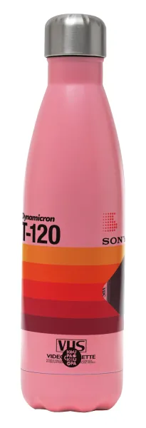 VHS sony dynamicron T-120 — Μεταλλικό παγούρι θερμός Ροζ Ματ (Stainless steel), διπλού τοιχώματος, 500ml